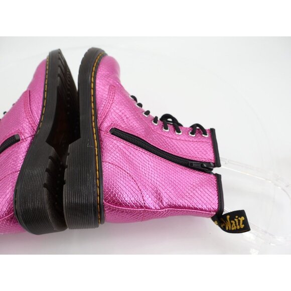 Dr Martens Girls 1460 J Boots Size 2 Pink Croc Reptile Lace Up Combat Shoe - Picture 8 of 11